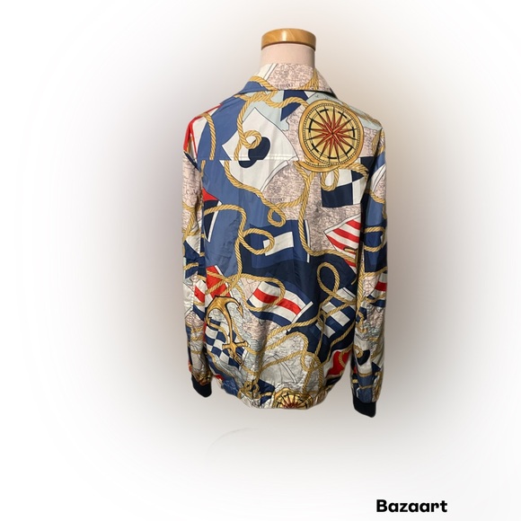 VINTAGE Nautical/ Maps/Flags Rain Jacket - Picture 4 of 8